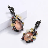 925 Silver Hetian Jade Lotus Bead Earrings