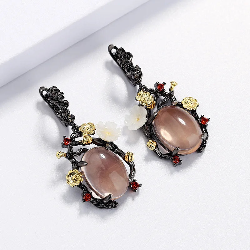 925 Silver Hetian Jade Lotus Bead Earrings