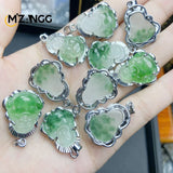 925 Silver Jade Buddha Necklace Mini Maitreya Pendant Lucky Amulet