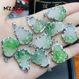925 Silver Jade Buddha Necklace Mini Maitreya Pendant Lucky Amulet