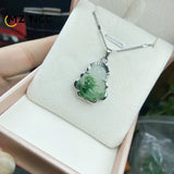 925 Silver Jade Buddha Necklace Mini Maitreya Pendant Lucky Amulet