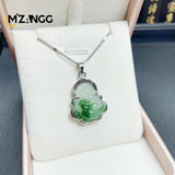 925 Silver Jade Buddha Necklace Mini Maitreya Pendant Lucky Amulet