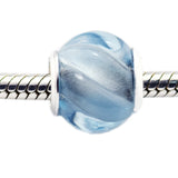 925 Silver Jewelry Ripples Charm Aqua Crystal Bracelet Beads DIY