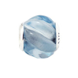 925 Silver Jewelry Ripples Charm Aqua Crystal Bracelet Beads DIY