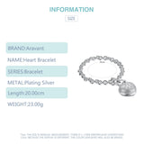 925 Silver Heart Key Bracelet Crystal CZ Women Wedding Jewelry