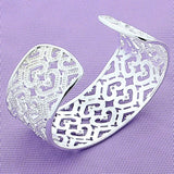 925 Silver Crystal Zircon Heart Cuff Bangles Women Jewelry