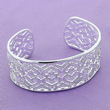 925 Silver Crystal Zircon Heart Cuff Bangles Women Jewelry