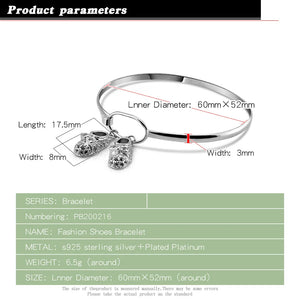 925 Silver Sweet Shoes Charm Bracelet for Girls