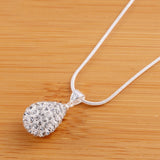 Czech Diamond Water Drop Pendant 925 Silver Necklace for Woman Wedding