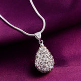 Czech Diamond Water Drop Pendant 925 Silver Necklace for Woman Wedding