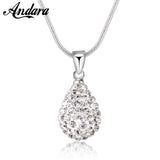 925 Silver Water Drop Pendant Necklace with Czech Diamonds