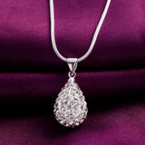 Czech Diamond Water Drop Pendant 925 Silver Necklace for Woman Wedding