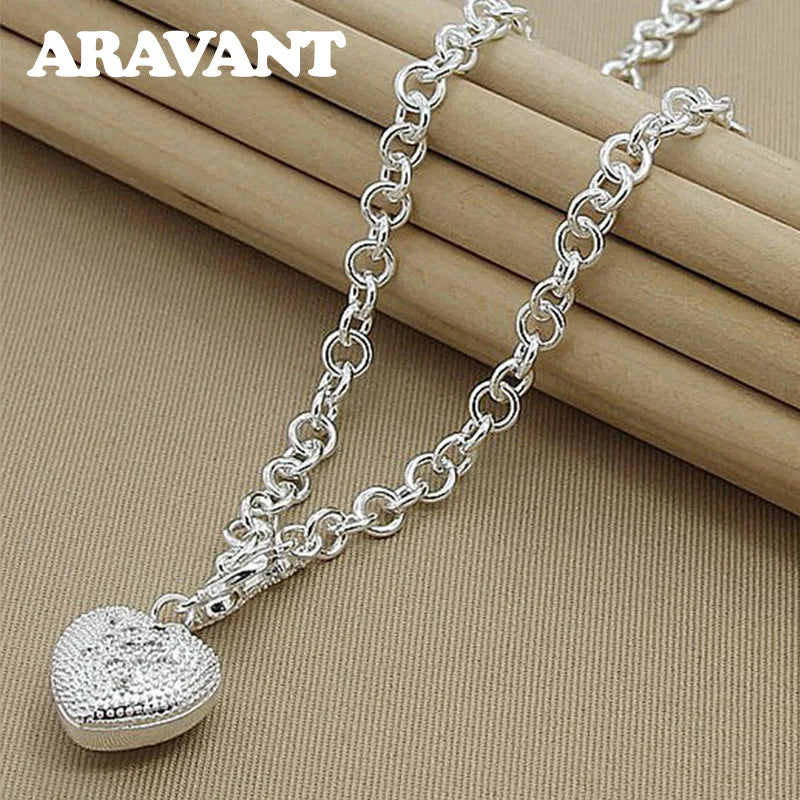 925 Silver Heart Pendant Necklace Chain Valentines Gift