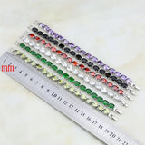 925 Silver Multi-color CZ Crystal Charm Bracelet Chain for Women