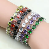 925 Silver Multi-color CZ Crystal Charm Bracelet Chain for Women