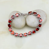 925 Silver Multi-color CZ Crystal Charm Bracelet Chain for Women