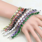 925 Silver Multi-color CZ Crystal Charm Bracelet Chain for Women