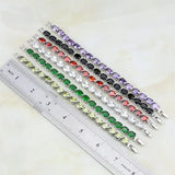 925 Silver Multi-color CZ Crystal Charm Bracelet Chain for Women