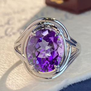 925 Silver Amethyst Rings for Wedding Party Gift