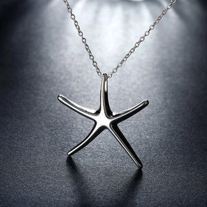 925 Silver Starfish Pendant Necklace for Women