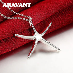 925 Silver Starfish Pendant Necklace for Women