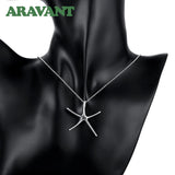 925 Silver Starfish Pendant Necklace for Women