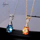 925 Silver Aquamatine Necklace Women Gemstone Pendant Chain