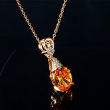 925 Silver Aquamatine Necklace Women Gemstone Pendant Chain