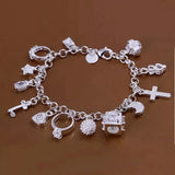 925 Silver Jewelry Set 13 Different Pendants Bracelet Necklace