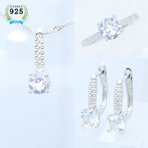 925 Silver Natural Green Emerald Jewelry Set: Ring, Earrings, Pendant, Necklace