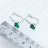 925 Silver Natural Green Emerald Jewelry Set: Ring, Earrings, Pendant, Necklace