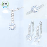 925 Silver Natural Green Emerald Jewelry Set: Ring, Earrings, Pendant, Necklace
