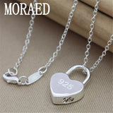 925 Silver Heart Lock Pendant Necklace 18 Inch Silver Chain Women Wedding Gift