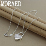 925 Silver Heart Lock Pendant Necklace 18 Inch Silver Chain Women Wedding Gift