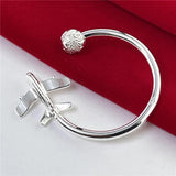 Airplane Shape Keychain 925 Silver Jewelry Gift