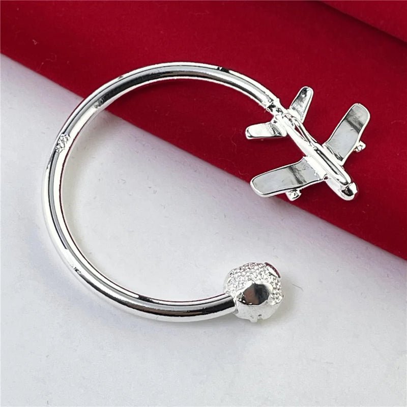 Airplane Shape Keychain 925 Silver Jewelry Gift