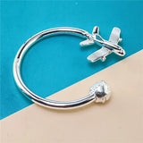 Airplane Shape Keychain 925 Silver Jewelry Gift