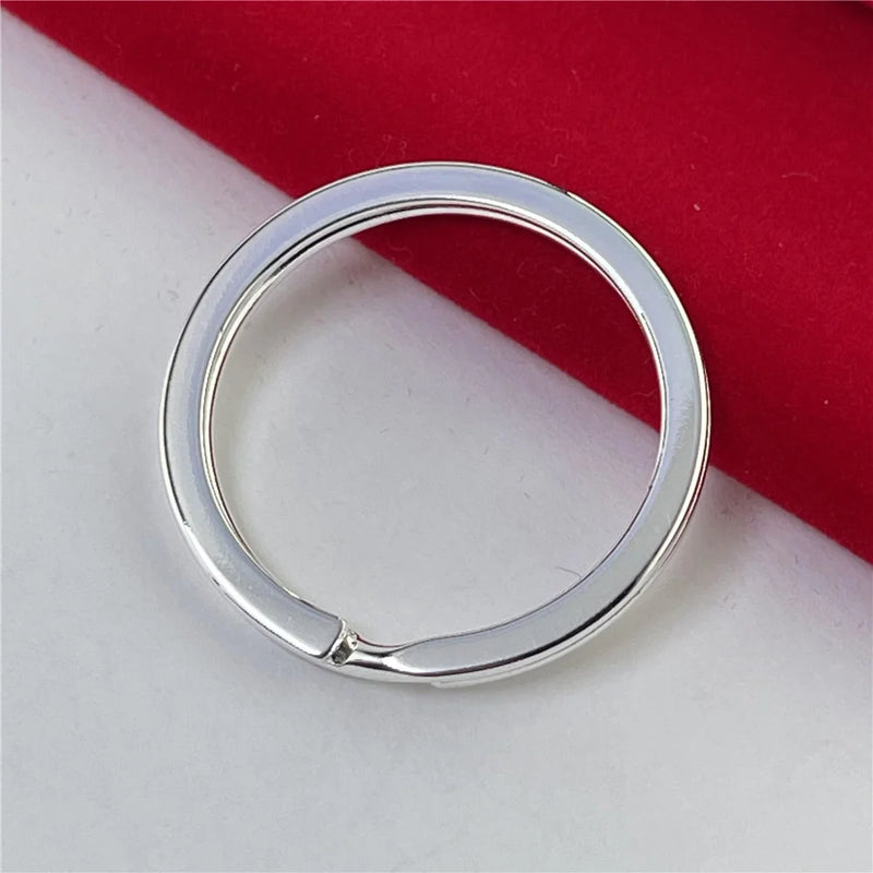925 Silver Circle Shape Keychain Jewelry Gift
