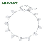 925 Silver Leaf Chain Bracelet For Women Girls Jewelry