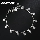 925 Silver Leaf Chain Bracelet For Women Girls Jewelry
