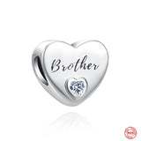 925 Silver Family Beads Grandma Brother Son Pendant Dangle Charm
