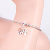 925 Silver Letter Rose BFF Love Heart Bead Charm Necklace