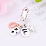 925 Silver Letter Rose BFF Love Heart Bead Charm Necklace