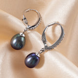 925 Silver Pearl & CZ Drop Earrings for Women
