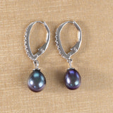 925 Silver Pearl & CZ Drop Earrings for Women