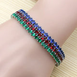 925 Silver Garnet Charm Bracelet for Women Wedding