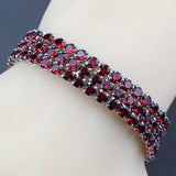 925 Silver Garnet Charm Bracelet for Women Wedding