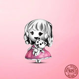 925 Silver Little Girl Boy Charm Princess Prince Dog Cat Beads Bracelet