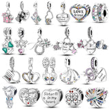 925 Silver Little Girl Love Mom Forever Infinity Dangle Charm Bead