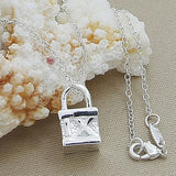 925 Silver Lock Pendant Chains Necklace For Women Men